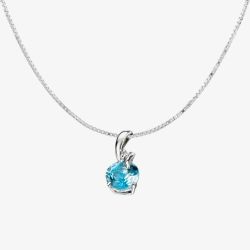 9ct White Gold Blue Topaz & Diamond Twist Pendant GP969T GN151