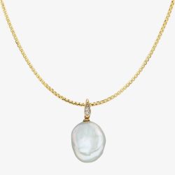 9ct Yellow Gold Keshi Pearl & Diamond Pendant GP2171W GN141