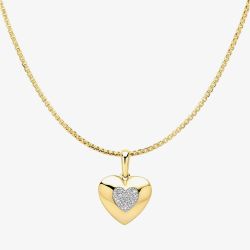 9ct Yellow Gold Diamond Heart Pendant GP2402 GN141