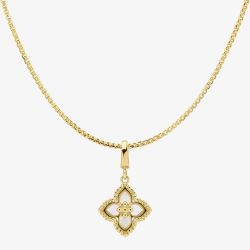 9ct Yellow Gold Mother of Pearl Flower Pendant GP2406W GN141
