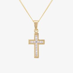9ct Yellow Gold Channel-set Cubic Zirconia Cross GCS9