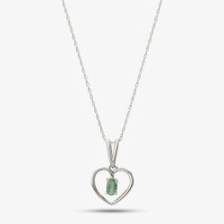 9ct White Gold Emerald Open Heart Pendant OJP161W-E