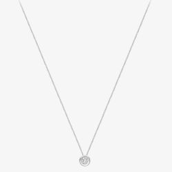 9ct White Gold Rubover Round Cubic Zirconia Necklace FA599