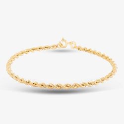 9ct Yellow Gold 7 Inch Rope Chain Bracelet 1.22.0171