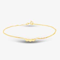 9ct Yellow Gold 9 Inch Heart Twist Curb Chain Anklet 1.23.1814