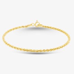 9ct Yellow Gold 18cm Hollow Rope Chain Bracelet 1.22.0781