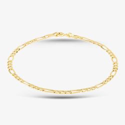 9ct Yellow Gold 7.25 Inch Figaro Chain Bracelet HF070-7.25