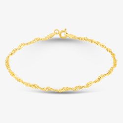 9ct Yellow Gold 19cm Twisted Curb Chain Bracelet 1.23.6582