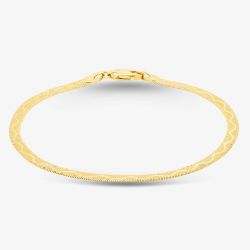 9ct Yellow Gold 7 Inch Diamond Cut Wave Herringbone Bracelet 1.29.9481