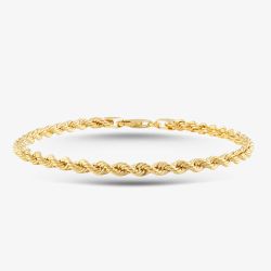 9ct Yellow Gold 7.5 Inch Rope Chain Bracelet 060HVC-7.5