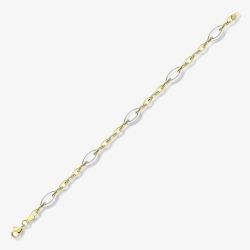 9ct Two Colour Gold Open Marquise Link Bracelet BR602-07