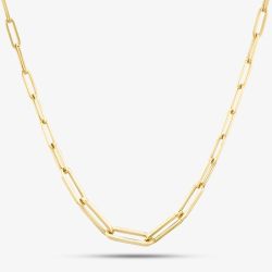 9ct Yellow Gold Elongated Oval Link Necklace CA017-18