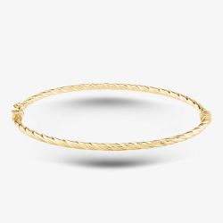 9ct Yellow Gold Diamond-Cut Twist Hinged Bangle RIB1400Y