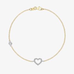 9ct Two Colour Gold Cubic Zirconia Open Heart Bracelet 2.23.7162