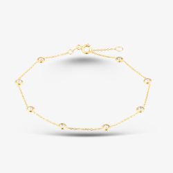 9ct Yellow Gold Cubic Zirconia Station Bracelet 1.29.1972