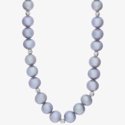 9ct White Gold Grey Freshwater Pearl and Textured Bead 18 Inch Necklace POZ70029FW