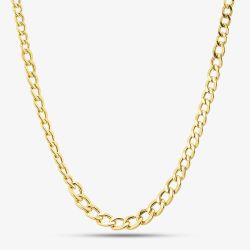 9ct Yellow Gold 18 Inch Flat Graduated Curb Chain Necklace NBE028