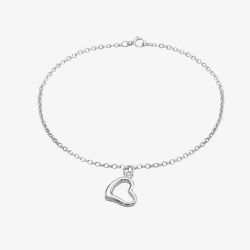 9ct White Gold 18cm Heart Charm Bracelet 5.24.6591