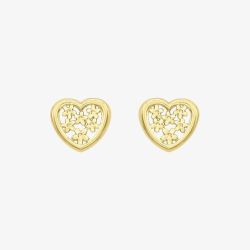 9ct Yellow Gold Flower Heart Stud Earrings 1.55.6889