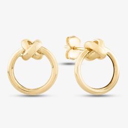 9ct Yellow Gold Open Circle Criss Cross Stud Earrings ER731