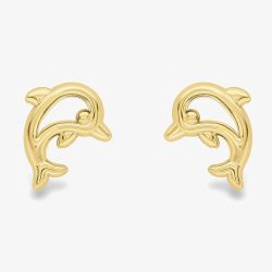 9ct Gold Cut Out Dolphin Stud Earrings 120125117008