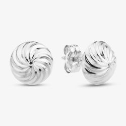 9ct White Gold 8mm Swirl Dome Stud Earrings 5.55.6969