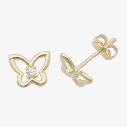 9ct Yellow Gold Cubic Zirconia Butterfly Stud Earrings ES445