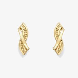 9ct Yellow Gold Twist Cross Over Stud Earrings 120125147576