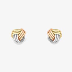 9ct Three Colour Gold Knot Stud Earrings 120125147603