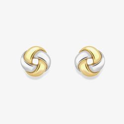9ct Two Colour Gold Knot Stud Earrings 120125147607