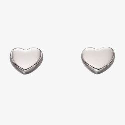 9ct White Gold Heart Shaped Stud Earrings GE2178