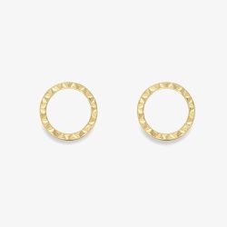 9ct Yellow Gold Diamond Cut Open Circle Stud Earrings 120125149028