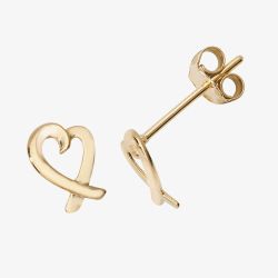 9ct Yellow Gold Open Heart Crossover Stud Earrings ES488