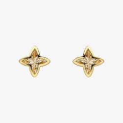 9ct Yellow Gold Textured Flower Stud Earrings GE2540