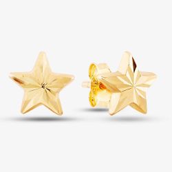 9ct Yellow Gold Star Stud Earrings 1551483