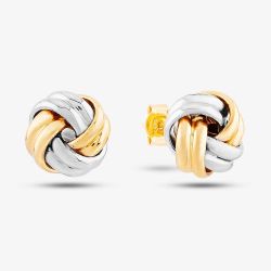 9ct Two Colour Gold Small Double Knot Stud Earrings 2.55.6219