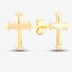 9ct Yellow Gold Cross Stud Earrings 1.55.6082