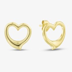 9ct Yellow Gold 12mm Open Heart Stud Earrings 1.55.1291