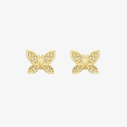9ct Yellow Gold Filigree Butterfly Stud Earrings 1.55.6879