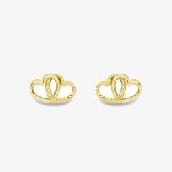 9ct Yellow Gold Double Heart Stud Earrings SE891