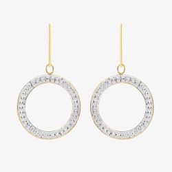 9ct Yellow Gold Textured Open Circle Dropper Earrings 1.58.2019