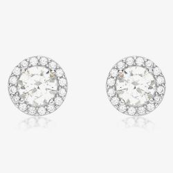  9ct White Gold Round Halo Stud Earrings 5.59.0412