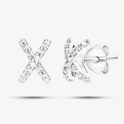 9ct White Gold Stone Set Kiss Stud Earrings 5.59.0432