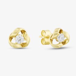 9ct Yellow Gold Cubic Zirconia Knot Stud Earrings E39-5229-Y