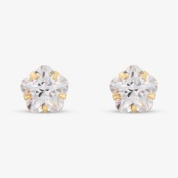 9ct Yellow Gold Crystal Flower Stud Earrings 1.58.8089
