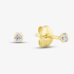 9ct Yellow Gold 2mm Round Crystal Stud Earrings 1.59.1719