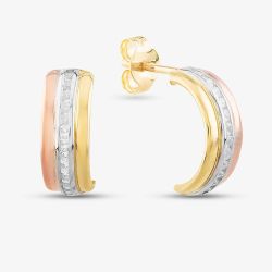 9ct Three Colour Gold Half-Hoop Earrings 3.58.7519