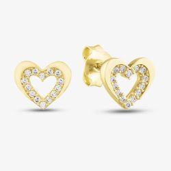 9ct Yellow Gold Cubic Zirconia Open Heart Stud Earrings E1625Y
