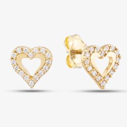 9ct Yellow Gold Cubic Zirconia Open Heart Stud Earrings E1632Y