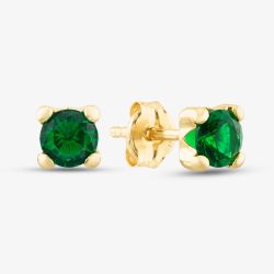 9ct Yellow Gold May Green Birthstone Stud Earrings 1.59.1853
